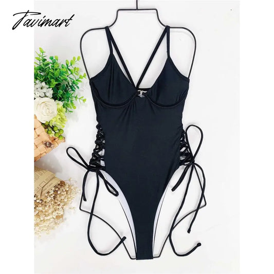 New Sexy Lace Up Underwired One Piece Swimsuit Women Solid Swimwear Female Backless Monokini Bather Bathing Suit Swim Lady