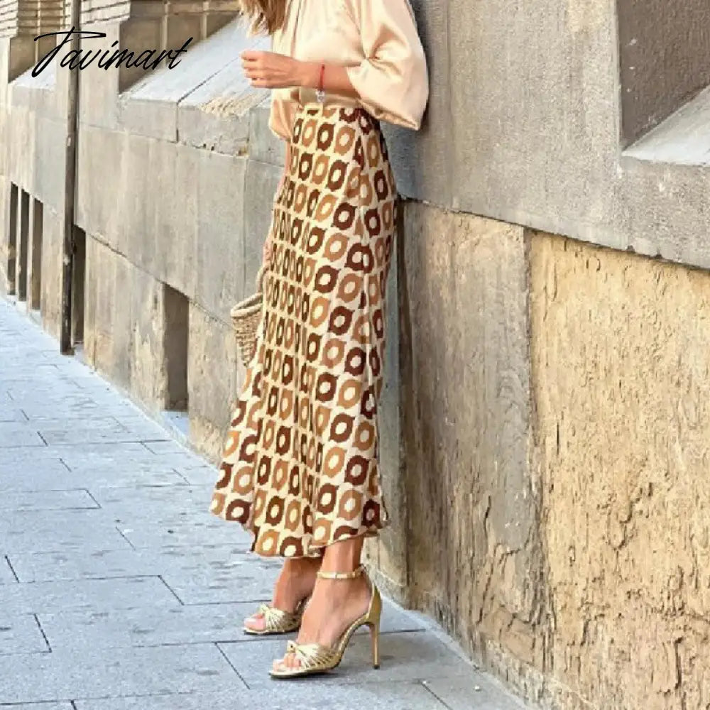 Office Lady Fashion Commute Skirt With Blouses New Elegant Boho Party Skirts Autumn Casual Women Polka Dot Print Long Skirt