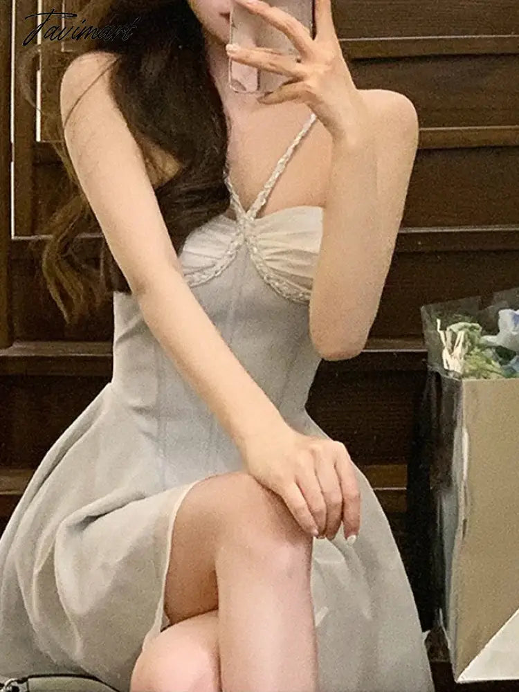 Party Dresses for Women Sleeveless Casual Korean Fashion Dress Patchwork Mini Spaghetti Strap New Spring Summer Dress