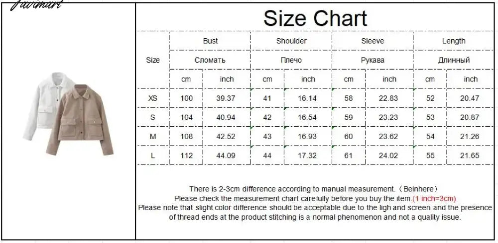 Pockets Cropped Jacket Woman Spring Streetwear Turn Down Collar Long Sleeve Khaki Short Coat Fashion New Chic Outerwear Tops