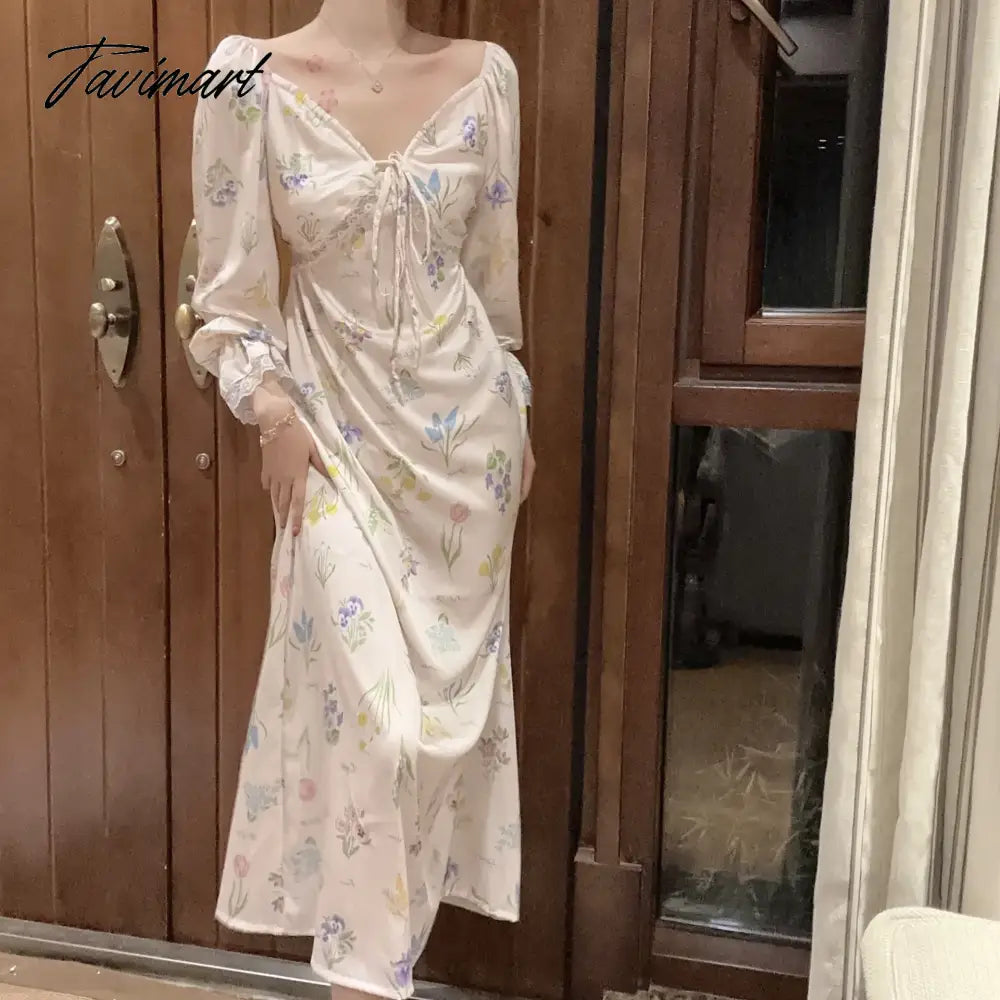 Silk Nightgown Victorian Style Princess Sleepwear Long Woman Floral Print Summer Long Sleeve Nightie
