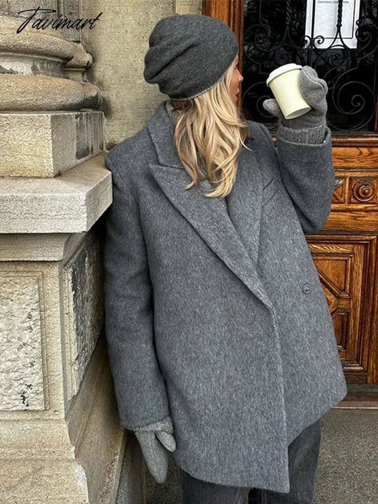 Solid Thicken Woolen Overcoat For Women Casual Long Sleeve Button Jackets Coat Autumn Winter Office Ladies Commuter Outwear