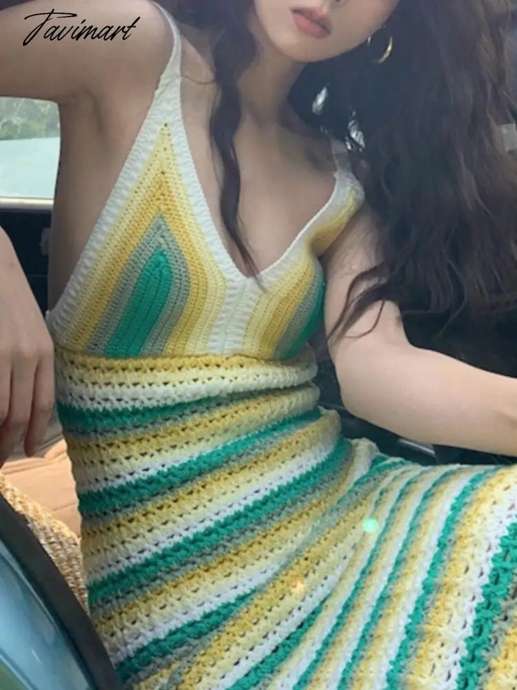 Spaghetti Strap Elegant Bodycon Women Summer Dress Sleeveless Knitted Slim Vintage Party Vestidos Femme Fashion Robe Clothes