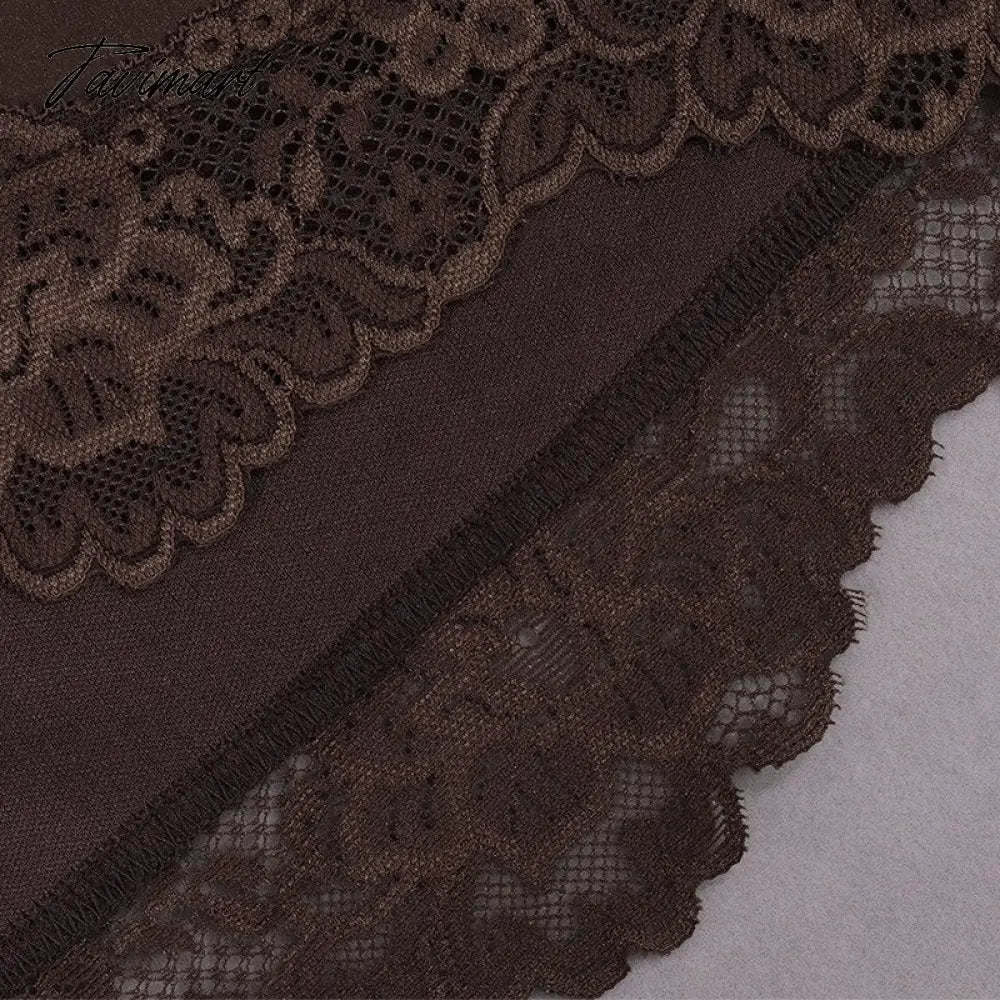 Spaghetti Strap Satin Dress Mini Sleeveless Bodycon Birthday Holiday Party Dresses Brown Lace Dress Summer Women
