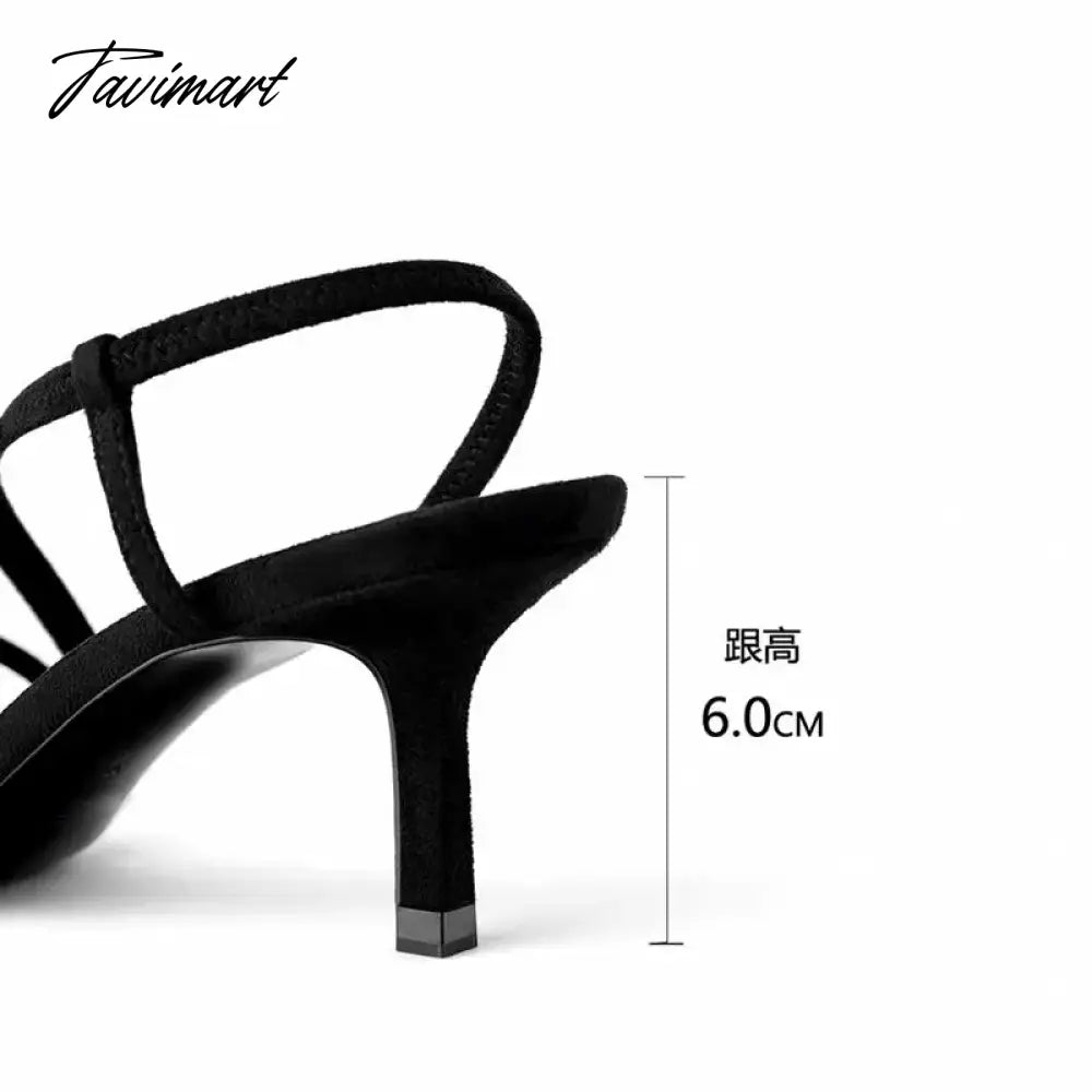 Spanish New Women's Shoes Elastic Cloth Slim Heel Women's Shoes Cross Strap Sexy Slim Strap Middle Heel Sandals