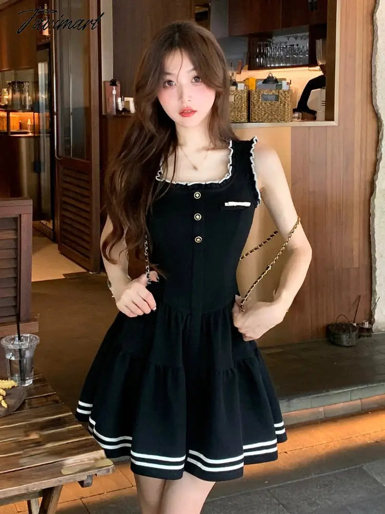 Summer College Style Sweet Dress Women Bow Kawaii Sweet Party Mini Dress Female Ruffles Patchwork Korean Fashion Dress New