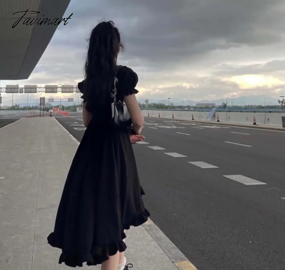 Summer Elegant Dress Women Korean Party Mini Dresses Female Designer Chic Square Collar Puff Sleeve Fashion Dress Casual