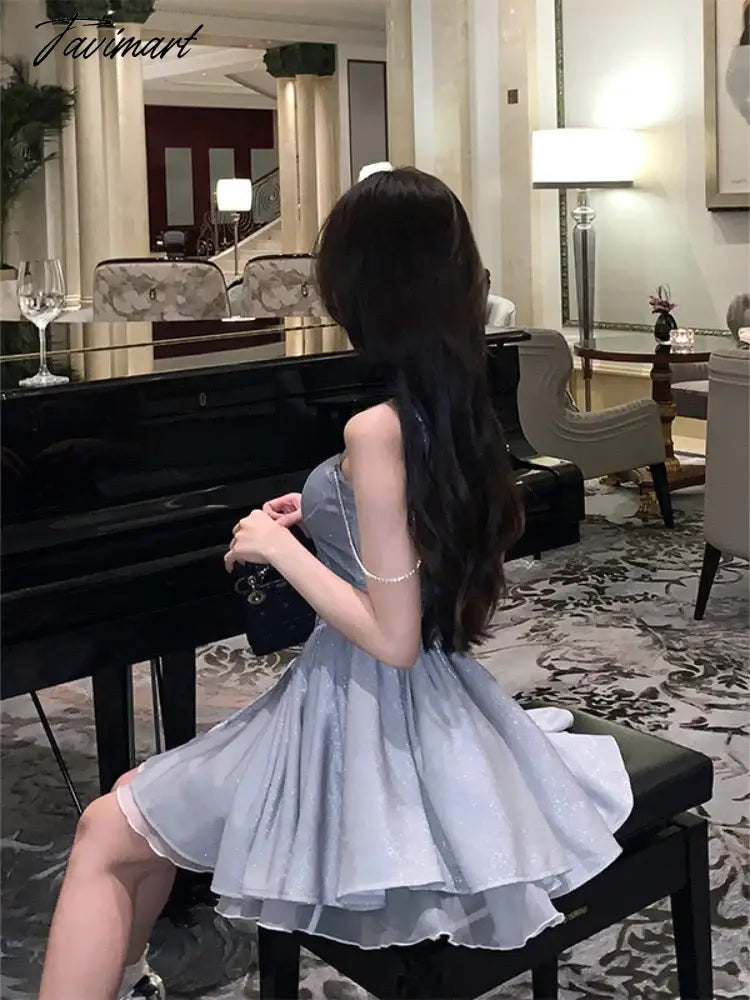 Summer Elegant Lace Y2k Short Party Dress Women Casual Sleeveless Sexy Mini Dress Even Vintage One Piece Dress Korean Chic