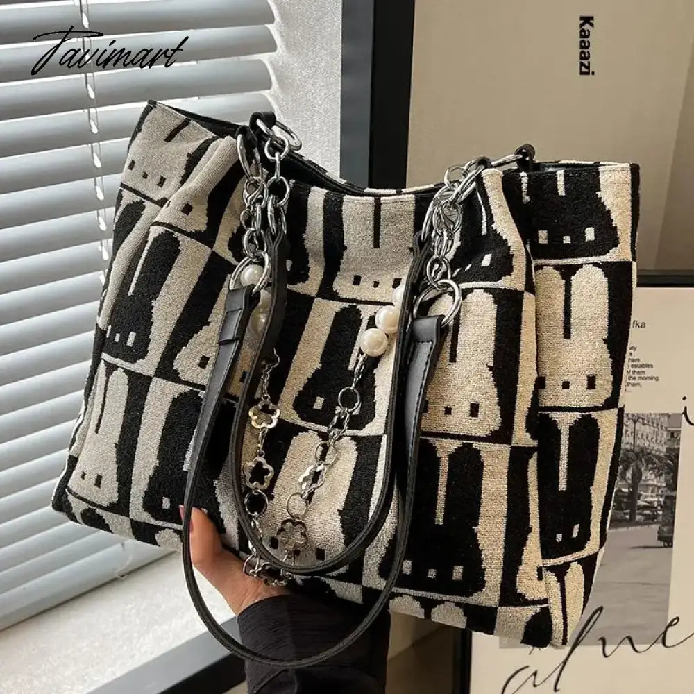 Summer Fashion New Large Capacity Handbag Chain Versatile Luxury Shoulder Bag Designer Canvas Women's Work Tote Bag Casual