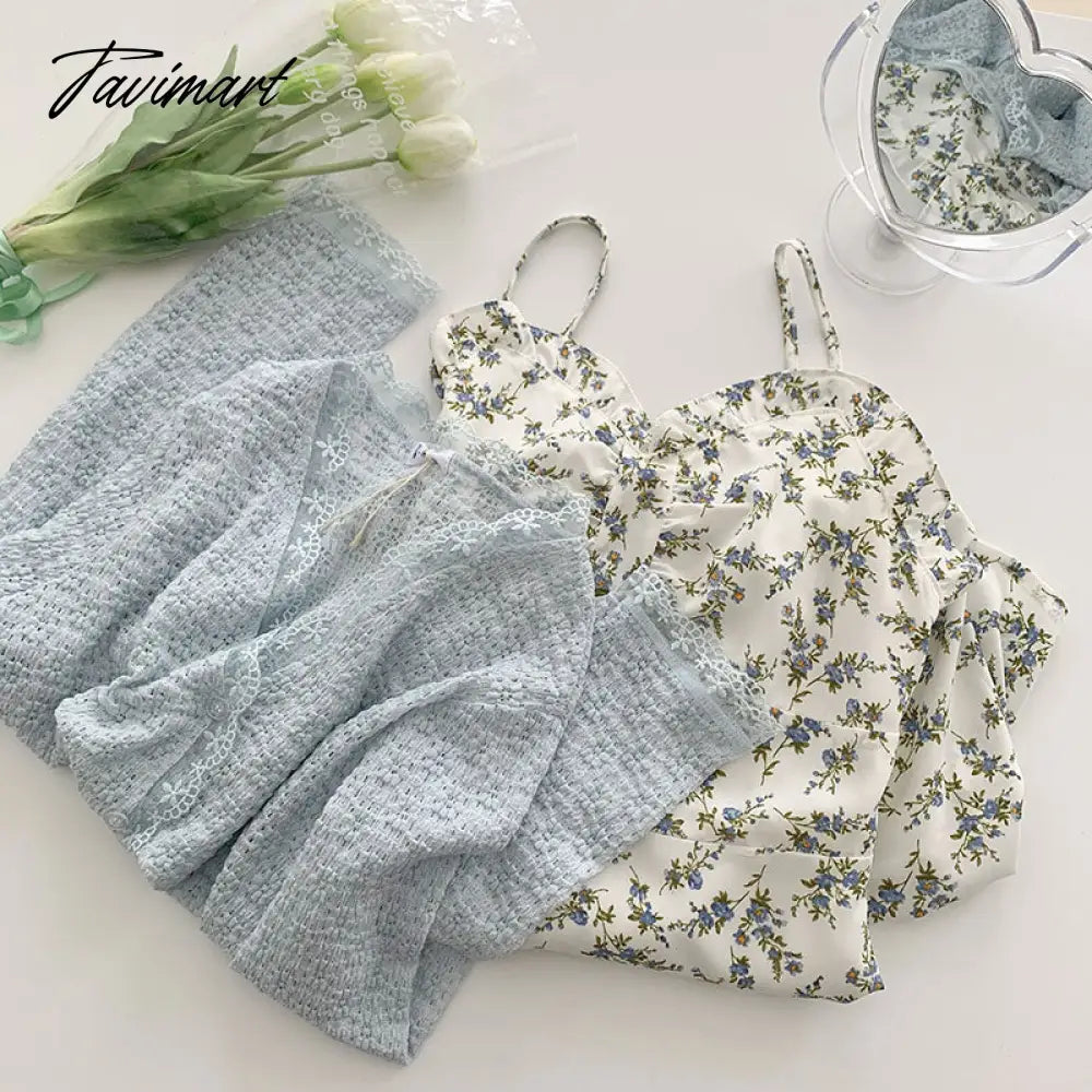 Summer Flower Midi Dresses Women Casual Korean Fashion Kawaii Y2k Dress Females High Waist Boho Beach Dress 2 Piece Set