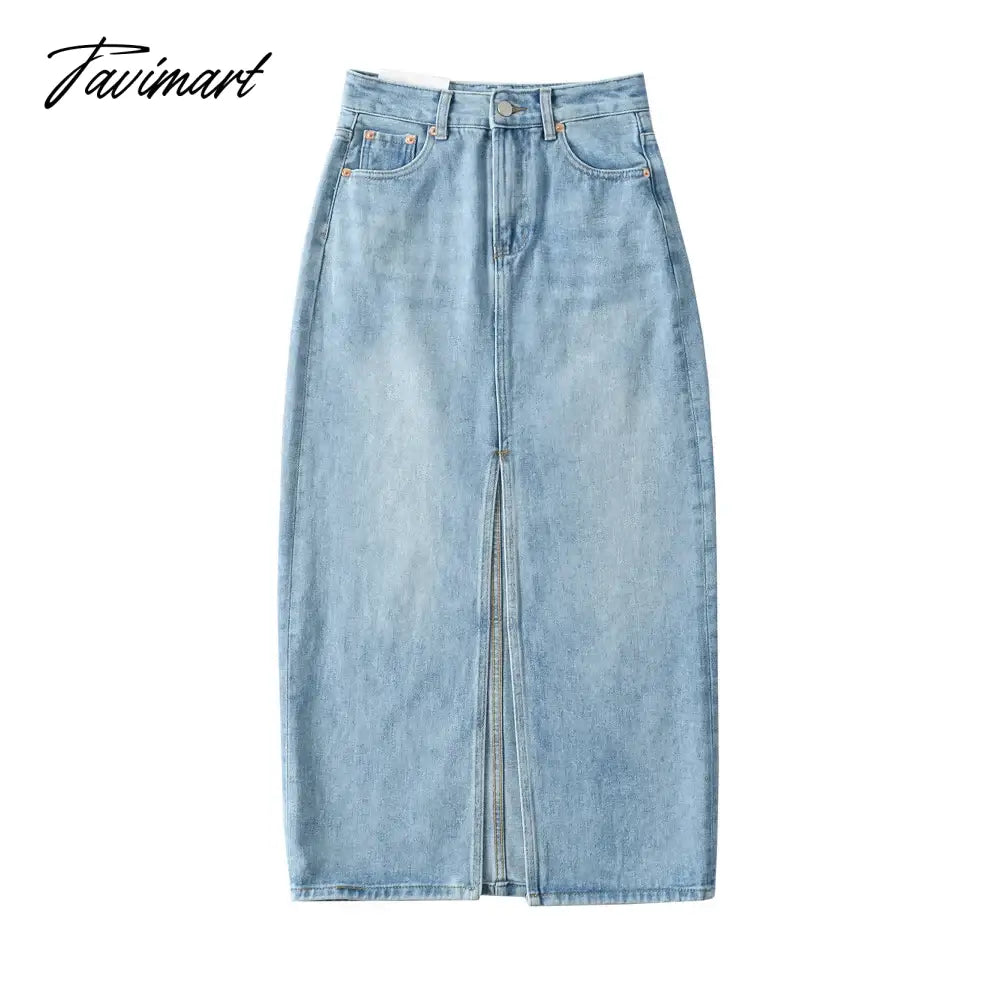 Summer Midi skirts vintage clothes korean skirts for women blue jeans skirt high waisted skirts woman denim skirt black slit