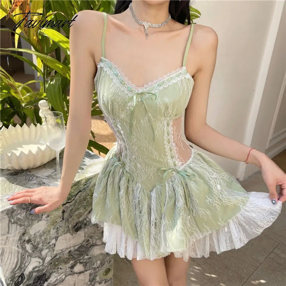 Summer Sexy but Cute Style High Quality Lace Stitching Suspender Dress Design Slim Waist Dresses Super Fairy