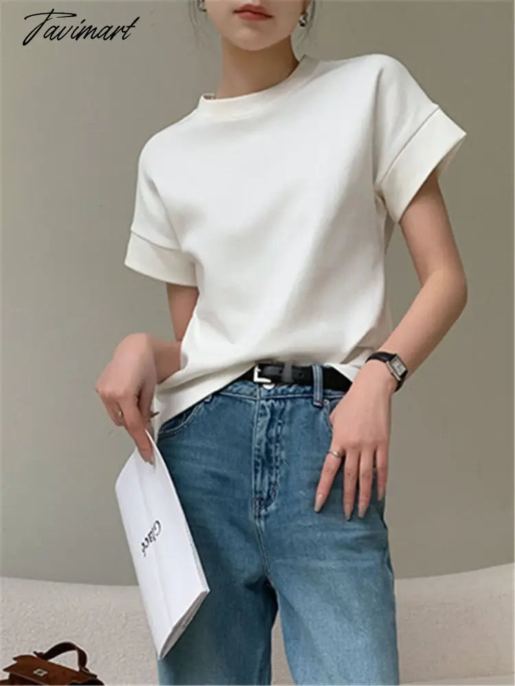 T-shirts Women Summer New Fashion Elegant Korean Chic O-neck Short Sleeve Ladies White Loose Tops Female Casual Tees