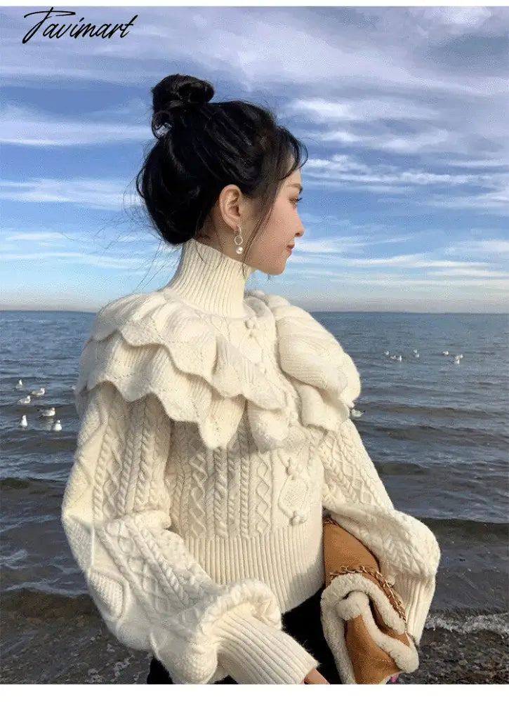 Turtleneck Knit Sweater Women Princess Style Thick Loose Pullover New Autumn Winter Fashion Versatile Knit Top