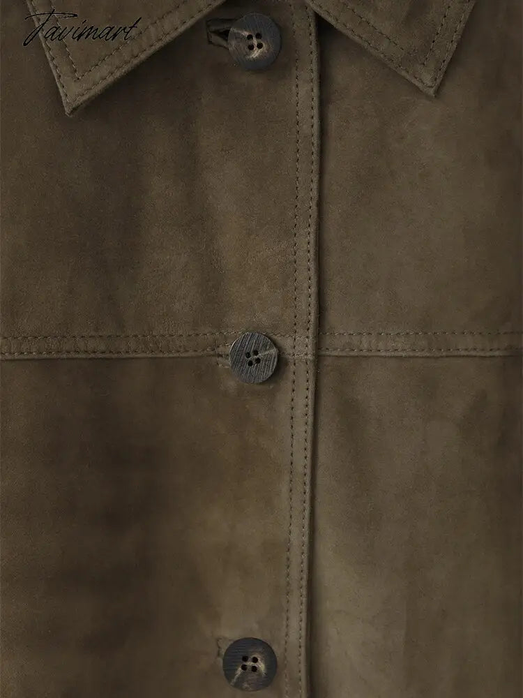Vintage Brown Fashion Caot Women Autum Winter Trun Down Collar Single Breasted Outwear Ladies Classic Simple Jacket Caots