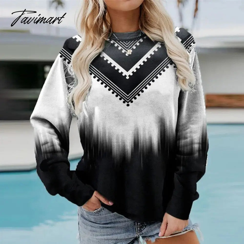 Vintage Chic Landscape Pattern Sweatshirt Women O-Neck Long Sleeve Hoodie Streetwear Women Autumn Harajuku Printed Pullover Tops