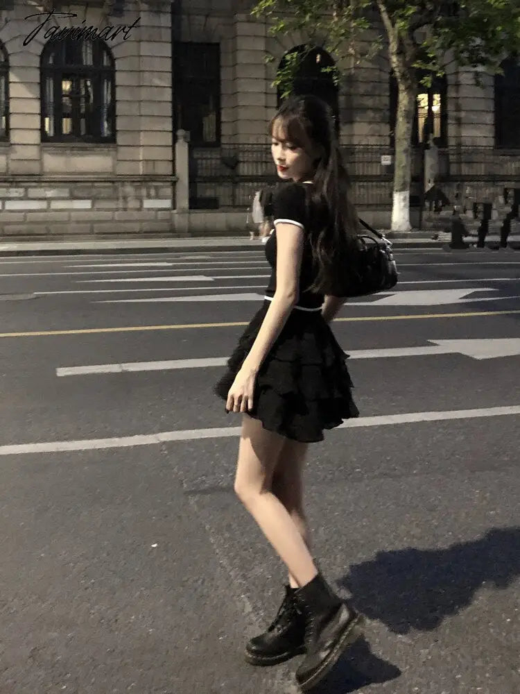 White Half Skirt Women Summer High-waisted Ballet Style Cake Skirts A-line Skirt Kawaii Vintage Korean Fashion Faldas