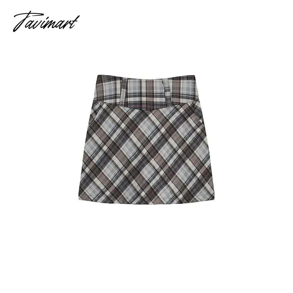 Woman Vintage Plaid Belt Sexy Club Mini Skirt Summer New Korean Slim Sweet High-waisted A-line Prom Short Skirts Charming