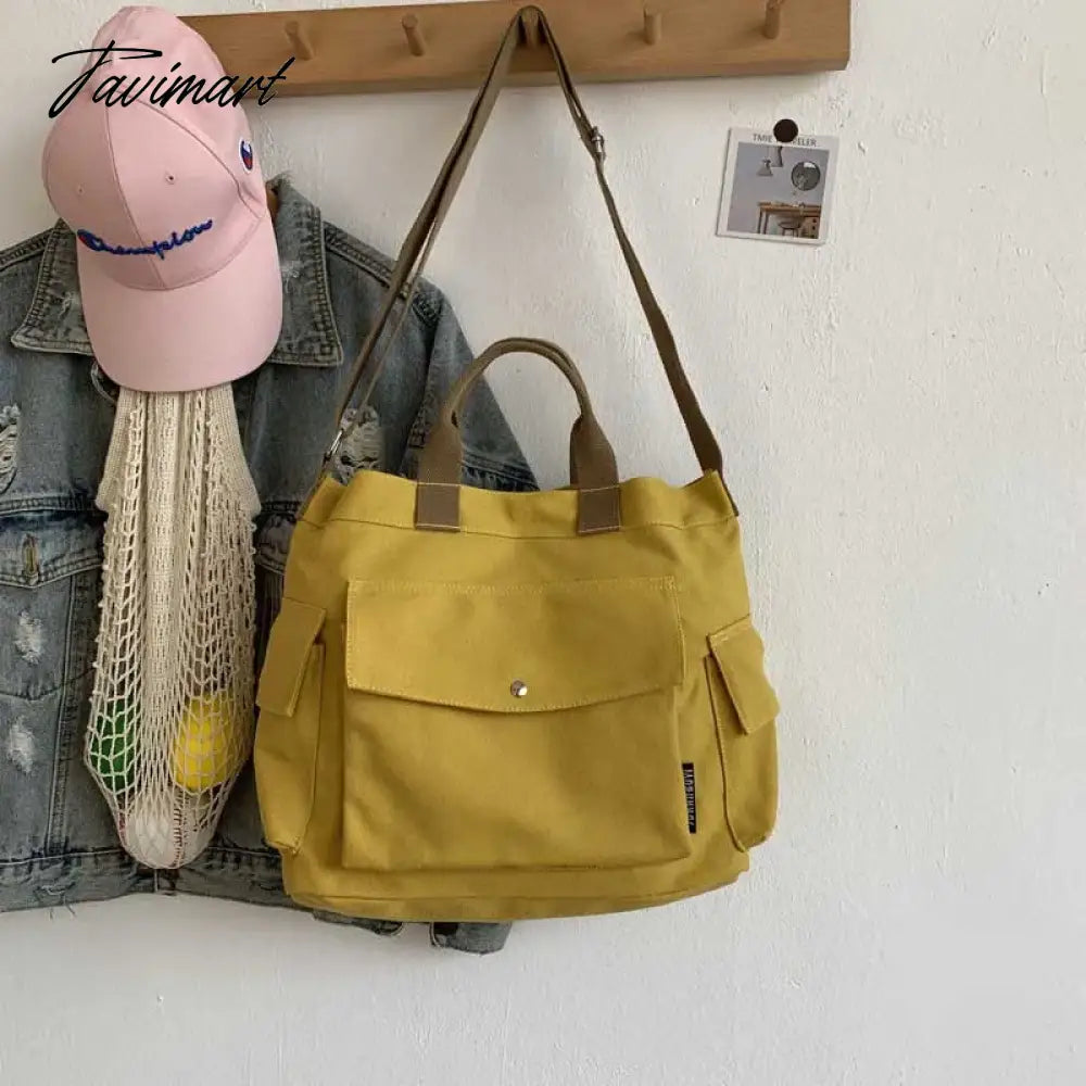 Women Cotton Canvas Messenger Bags Tote Magnetic Buckle Shopping Bag Travel Handbag With Adjustable Shoulder Strap
