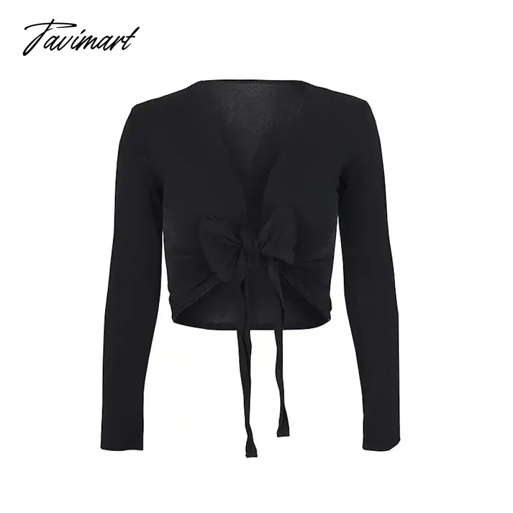 Women Self Tie Front Wrap Tee Print Floral T-shirt V neck Long Sleeve Two Ways Top