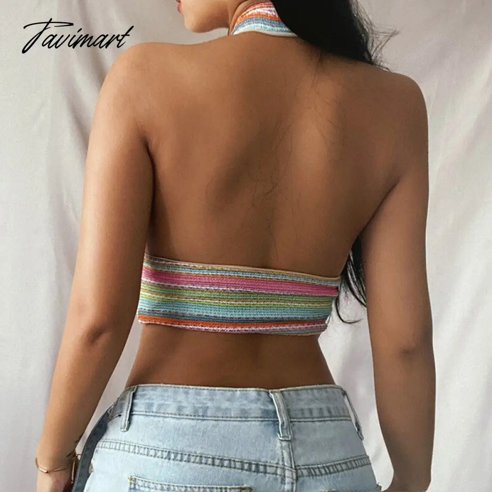 Women Summer Knitted Sexy Tanks Tops Halter Backless Camis Vest Basic Tops Slim Sleeveless Lady Party Club Streetwe