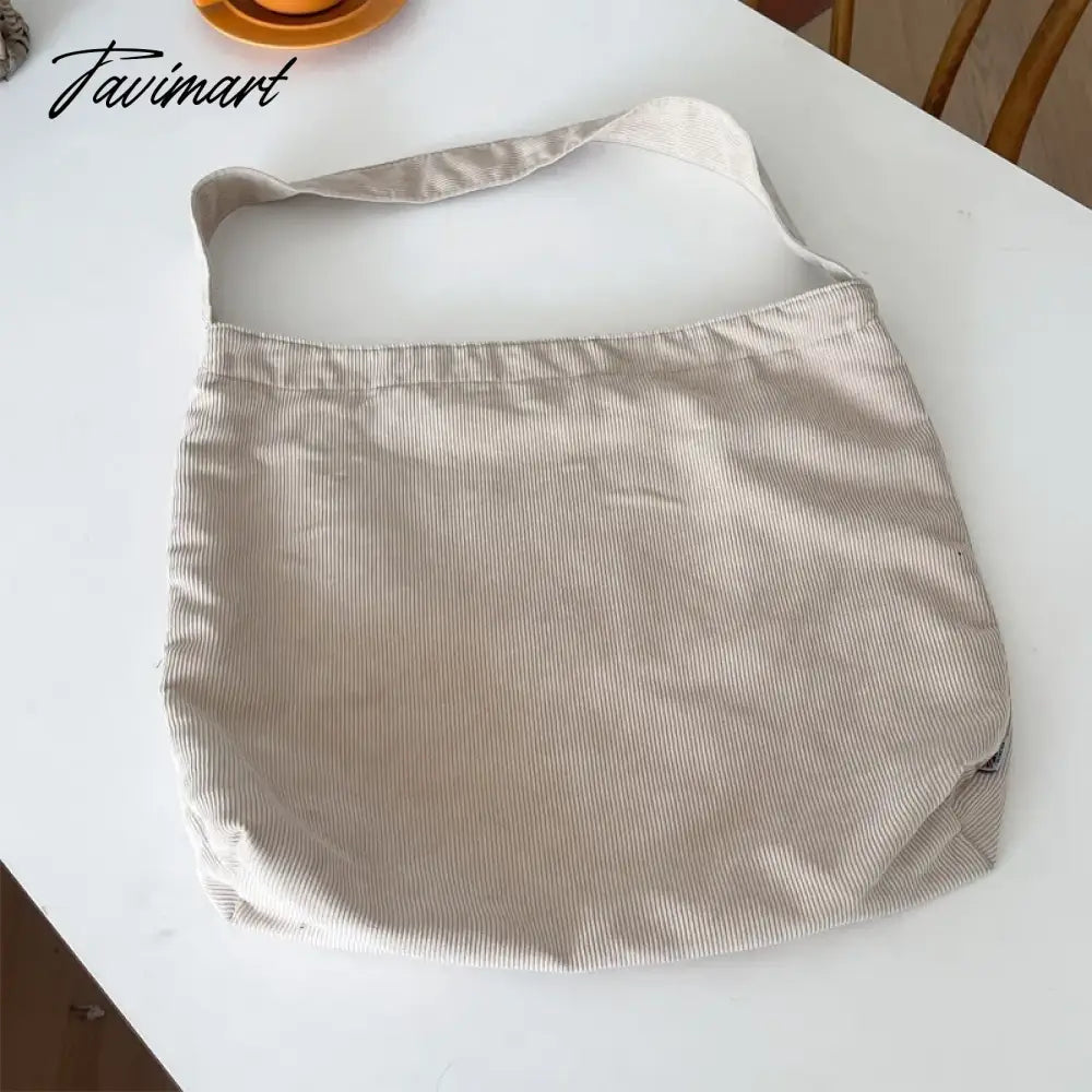 Women Tote Bag Cotton Corduroy Shoulder Bags Simple Large Capacity Student Bookbags Girls Canvas Handbag