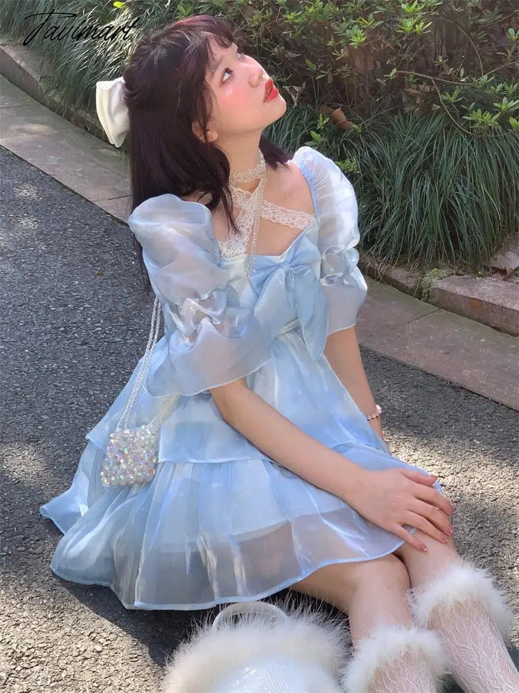 Tavmart Mori Girl Fashion Kawaii Female Department Cloud Dream Sweet Blue Lolita Summer Lovely Princess Fairy Fluffy Dress Cute Op