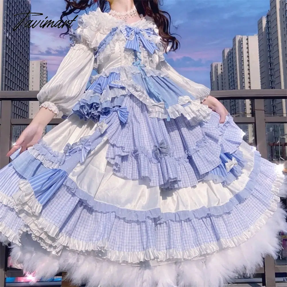 Tavmart Victorian Lolita Set Jsk +Shirt+Hat Kawaii Luxury Lolitas Outfit Medium Length Suit Spring And Autumn Tight Renaissance Dresses