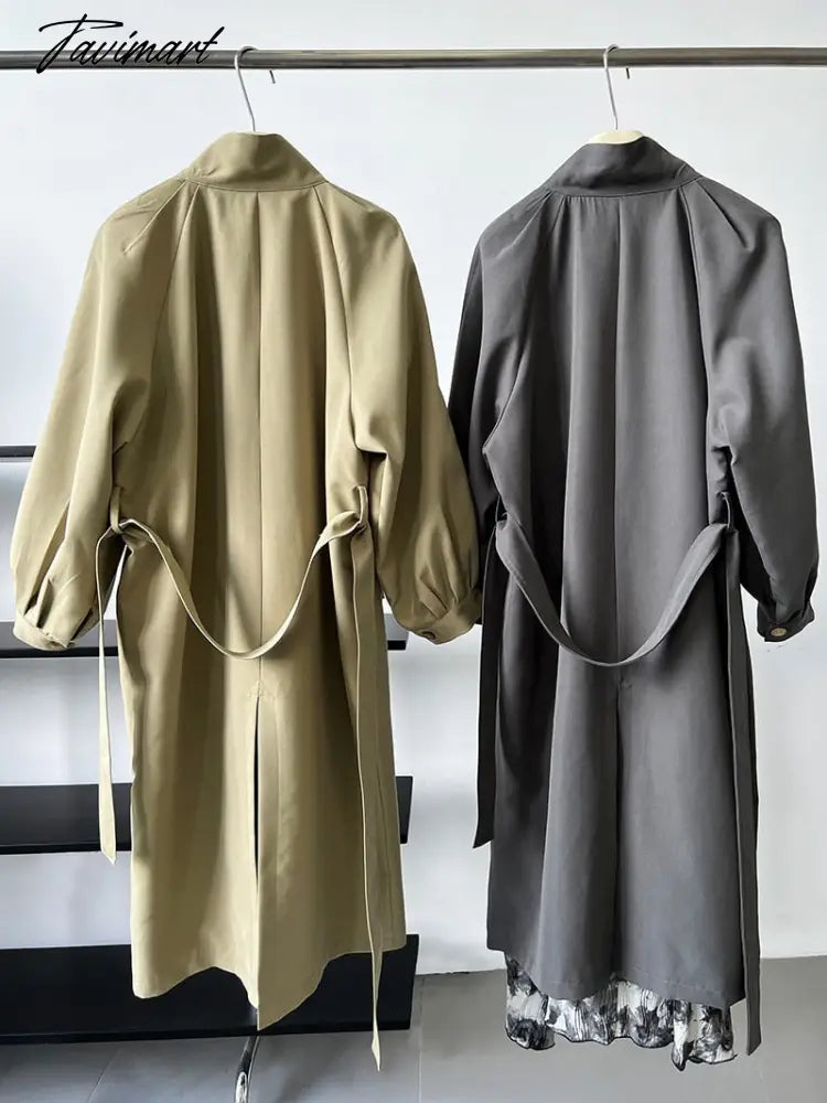 Women Autumn Khaki Trench Coat Turn Down Collar Women Long Coat Casaco Feminino Abrigo Mujer Trench Femme