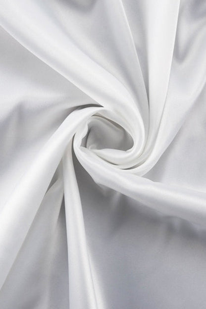 White Satin Slit Fishtail Maxi Skirt