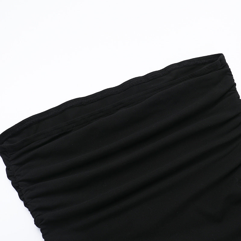 Strapless Ruched Bubble Hem Colorblock Mini Dress