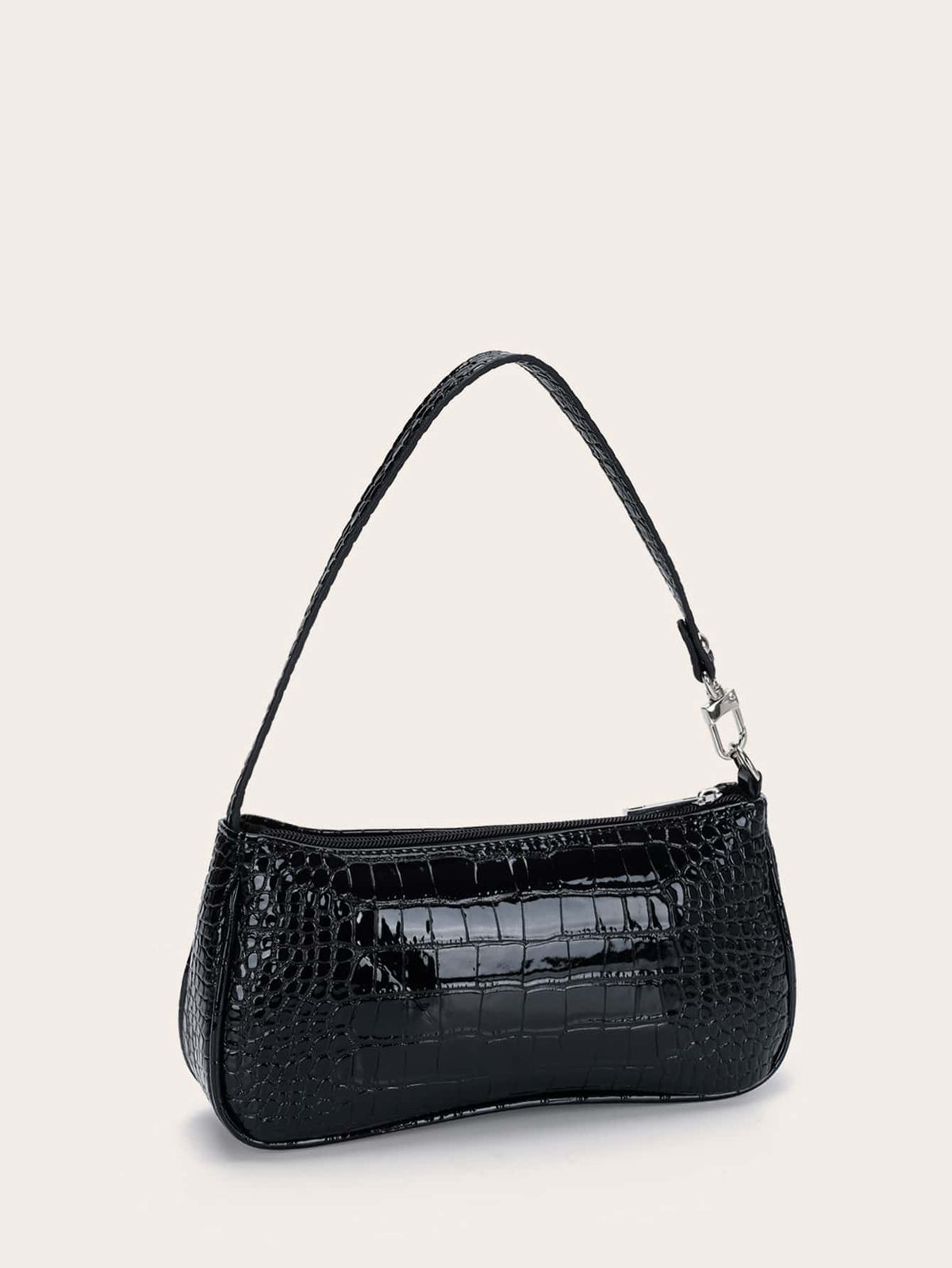 Crocodile Embossed Baguette Bag