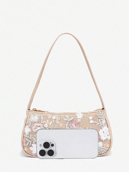 Crocodile Embossed Baguette Bag