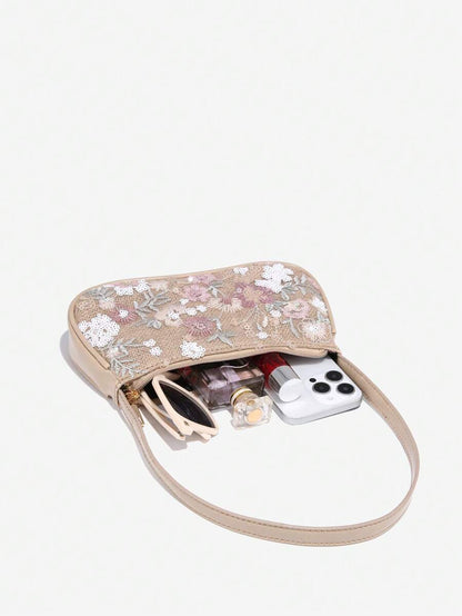 Crocodile Embossed Baguette Bag