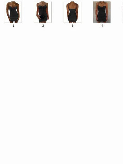 New Summer Cut Out Ruched Spaghetti Mini Club Midi Dresses