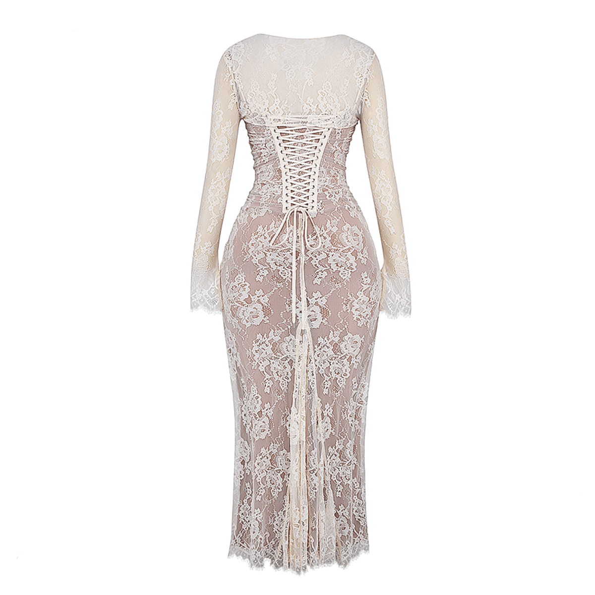 Sweetheart Floral Lace Tiered Ruffle Maxi Dress