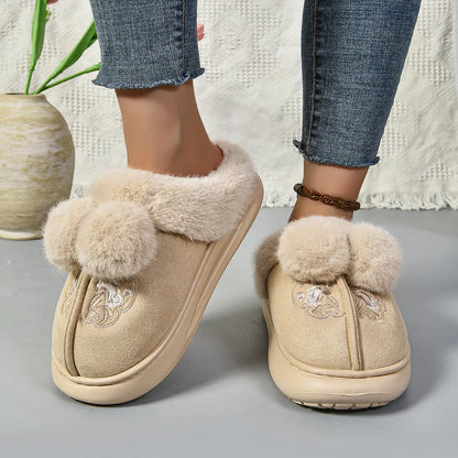 2024 Winter New Warm Women Snow Boots Indoor Comfortable Plush Shoes Platform Winter New Cute Cotton Slippers Zapatos De Muje