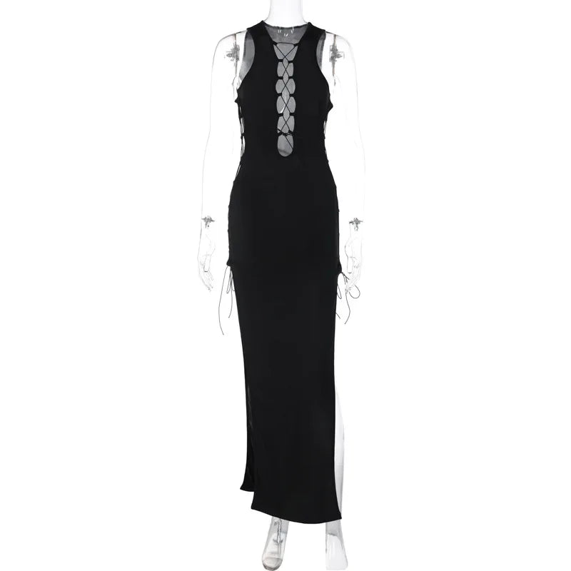 Pure Color Slim Party Streetwear Y2K Midi Dresses