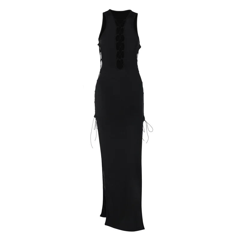 Pure Color Slim Party Streetwear Y2K Midi Dresses