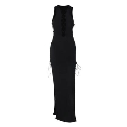 Pure Color Slim Party Streetwear Y2K Midi Dresses