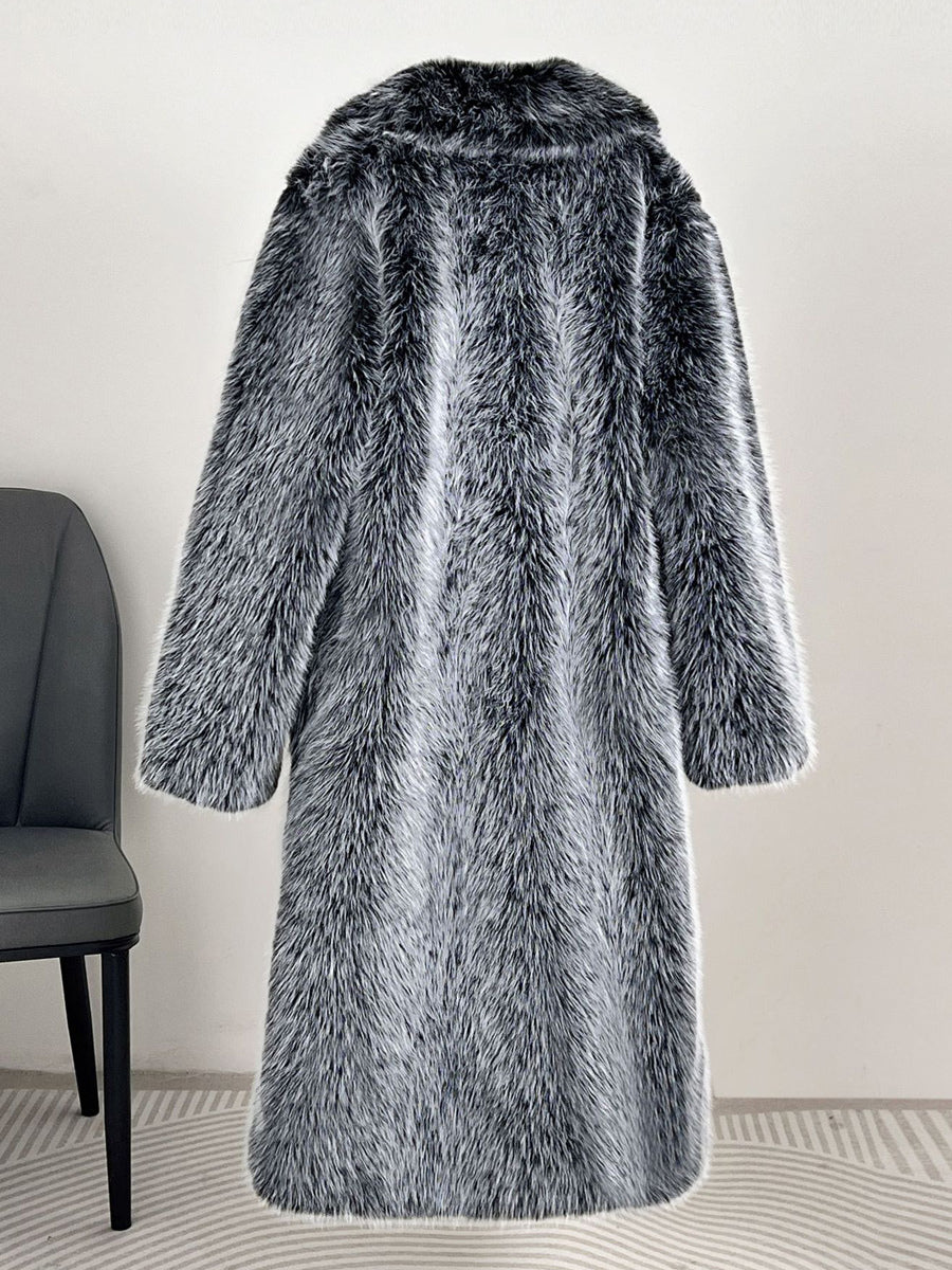 Faux Fur Coats Notched Lapel Oversized Winter Long Jacket For Women 2026