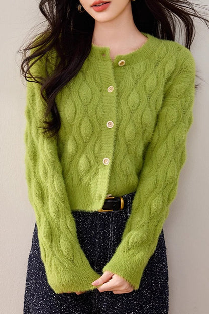 Faux Fur Cable Knit Cardigan