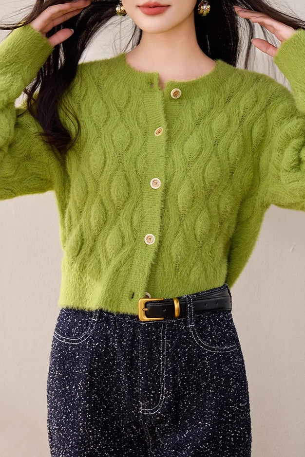 Faux Fur Cable Knit Cardigan