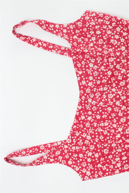 Wide Strap Sweetheart Toile Floral Print Fit and Flare Mini Dress