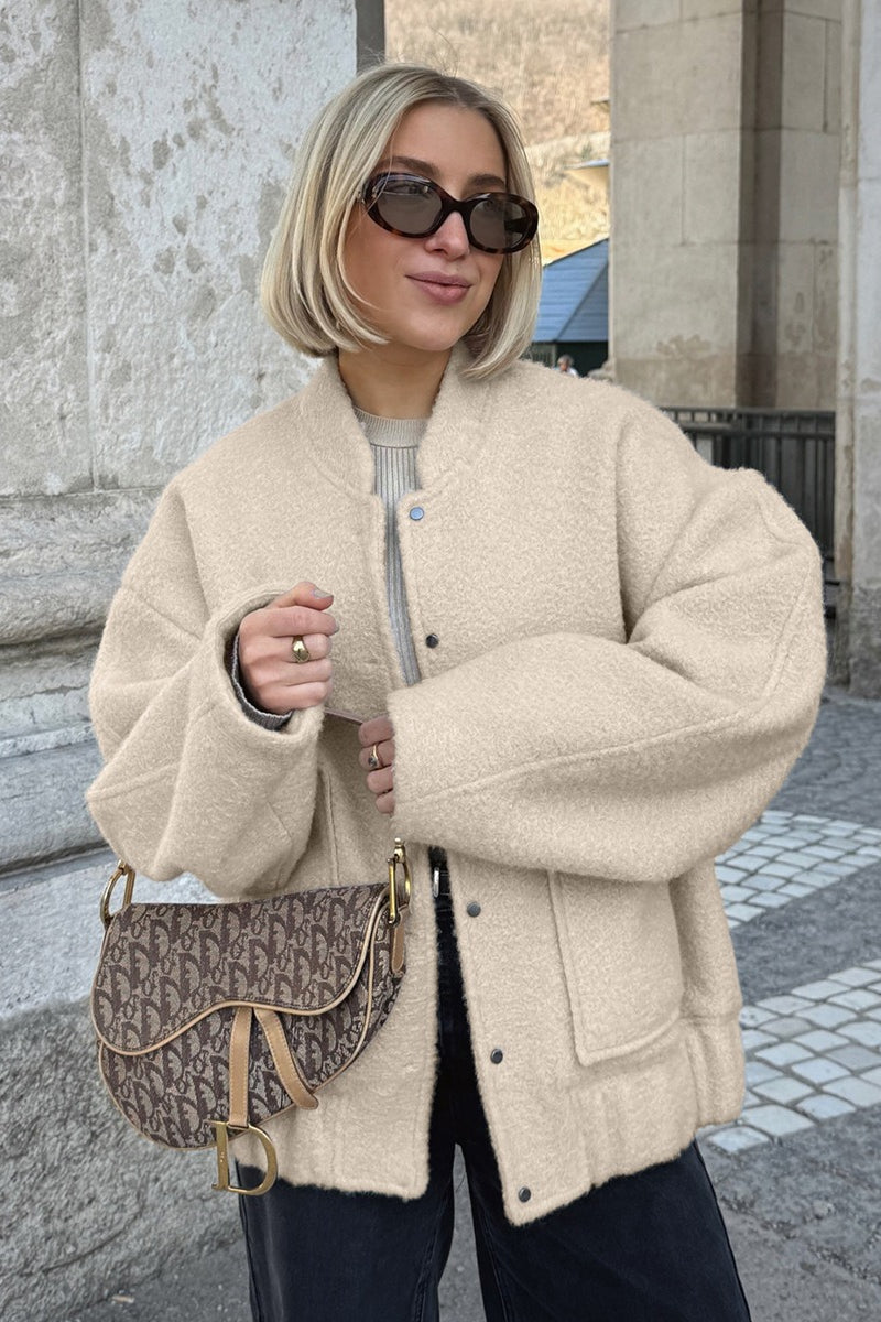 Loop Knit Stand Collar Coat