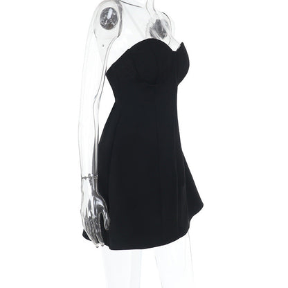 Strapless Sweetheart Structured Flared Mini Dress