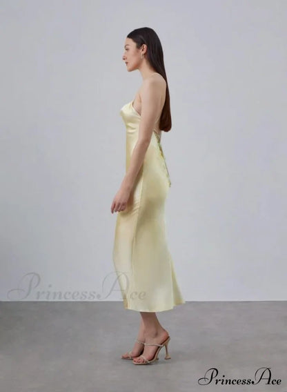 90s Forever Cowl Neck Graceful Maxi Silk Slip Dress