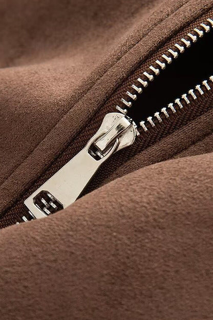 Oversized Suede Bomber Jacket