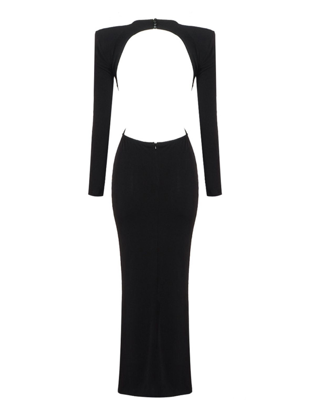Padded Shoulder Waist Cutout 3D Floral Applique Rhinestone Fringe Midi Dress