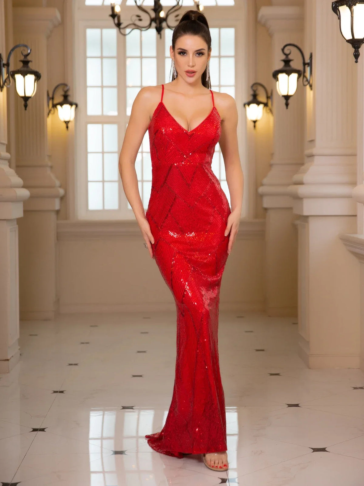 Backless Sequined Mermaid Party Dress